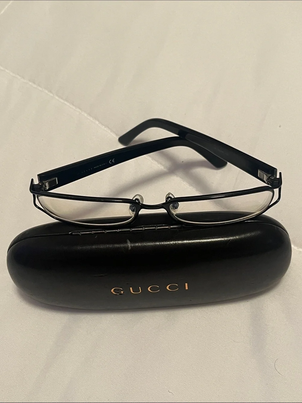 Gucci Women’s Black Semi-Rimless Eyeglasses with Black Gucci Case